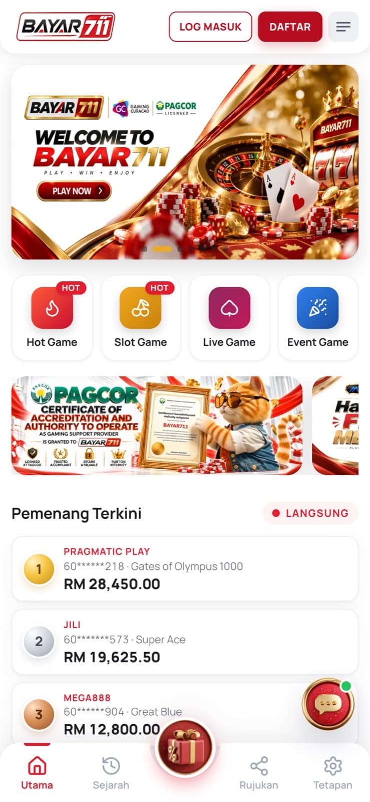 Aplikasi Bayar711 pada telefon